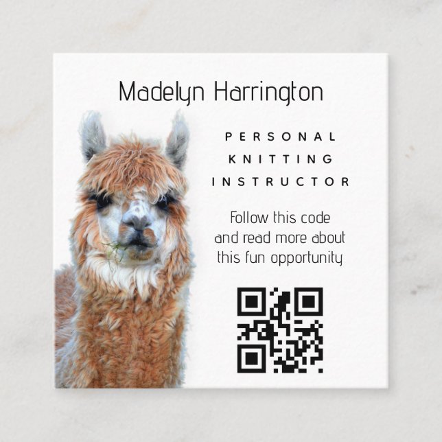 Carré Carte de visite QR code Professeur de tricot de la (Devant)