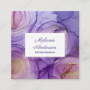 Carré Carte de visite Roses Violettes Élégantes