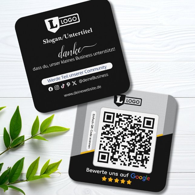 Carré Carte d'évaluation Google avec carte de visite QR  (Google Rezensions-Karten)