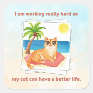 Carré Cat Better Life Sticker
