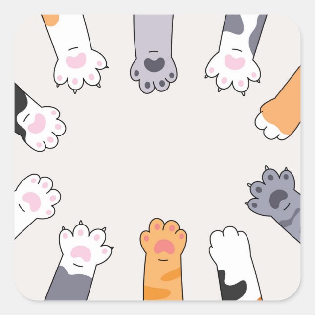 Carré Cat Paws Friendship Circle Sticker (Devant)