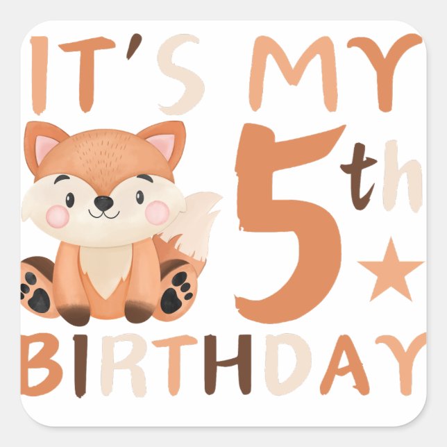 Carré C'est mon Sticker de 5e anniversaire (Devant)