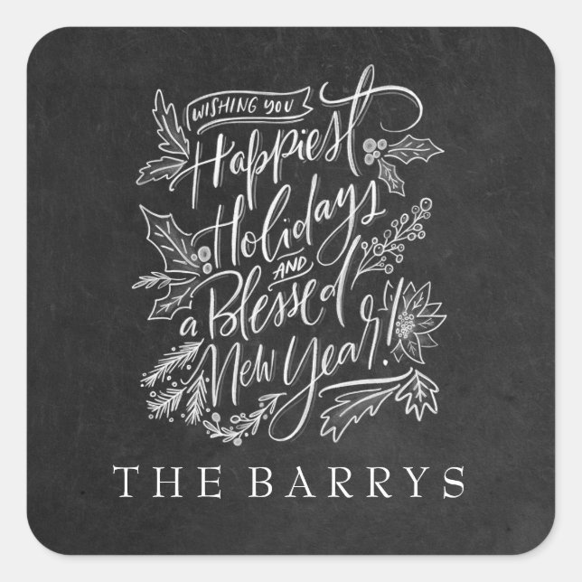 Carré Chalkboard Happest Holidays Sticker (Devant)