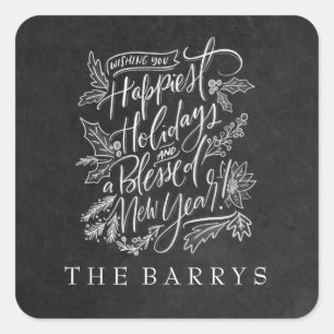Carré Chalkboard Happy Holidays Sticker