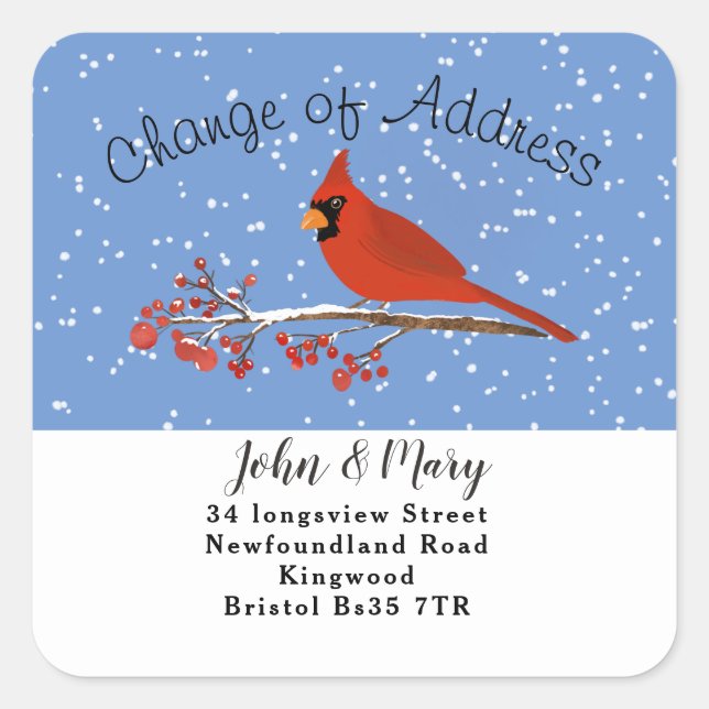 Carré Change of Address sticker cardinal (Devant)
