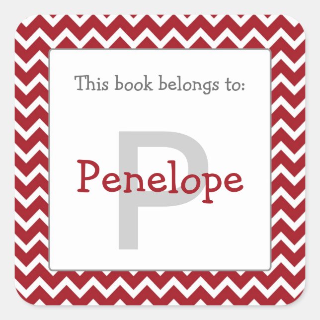 Carré Chariot monogramme Chevron Sticker bordeaux (Devant)