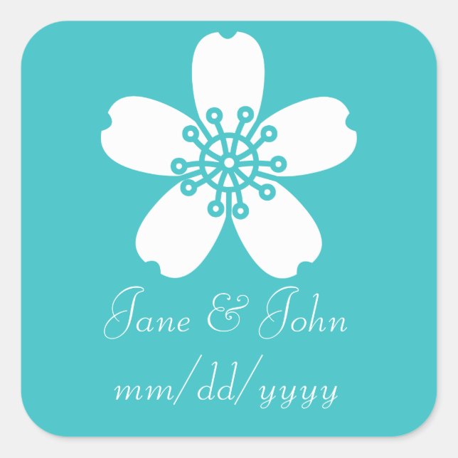 Carré Charming Sakura en Sticker Turquoise (Devant)