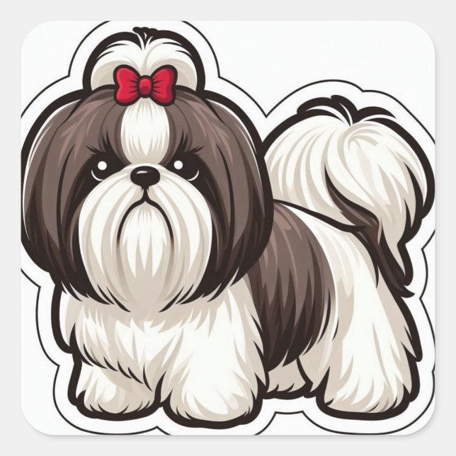 Carré Charming Shih Tzu Sticker (Devant)