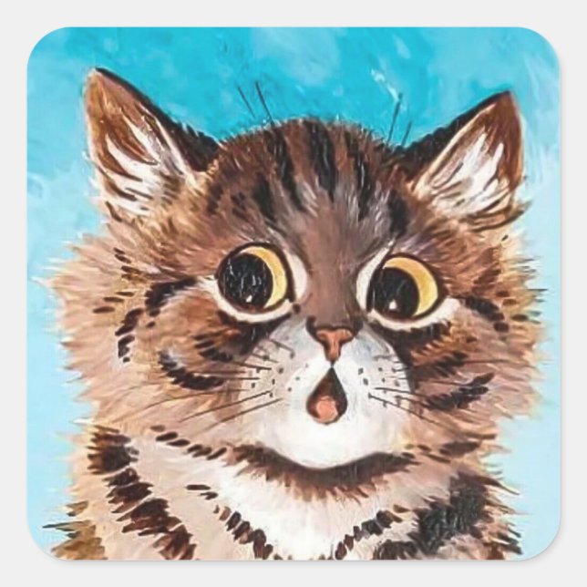 Carré Chat adorable de Louis Wain Sticker Sheet (Devant)