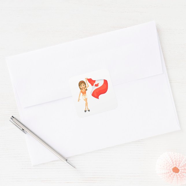 Carré Cheering For Canada Square Sticker (Créateur téléchargé)