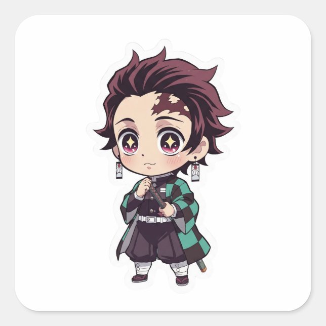 Carré "Chibi Tanjiro Kamado Sticker Anime" (Devant)