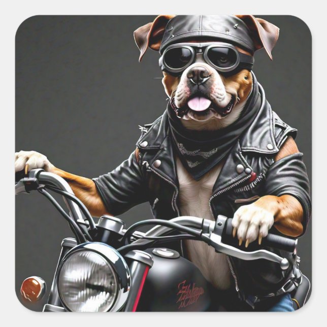 Carré Chien de boîte sur Sticker de moto (Devant)
