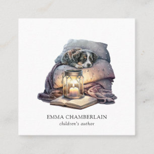 Carré Chiot et livre Carte de visite de l'auteur pour en