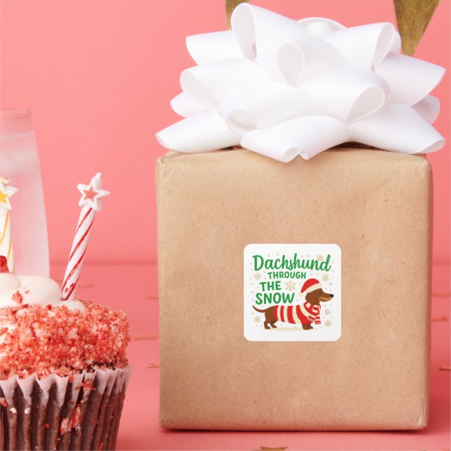 Carré Christmas Dachshund Square Sticker (Fête)