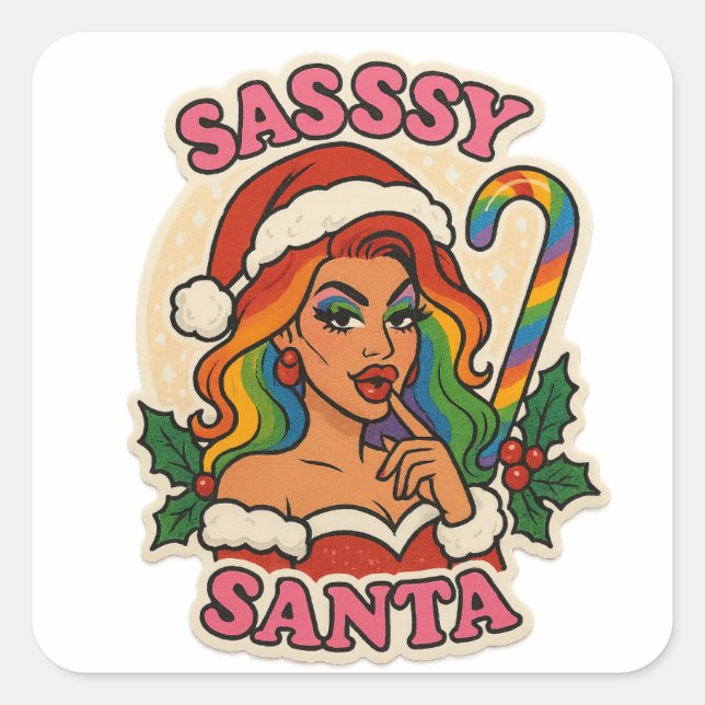 Carré Christmas Sticker – Drag Queen Holiday Pride (Devant)
