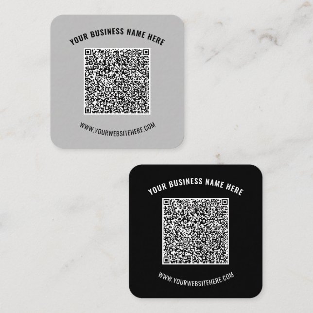 Carré Code QR et Carte de visite de texte personnalisé C (Devant / Derrière)