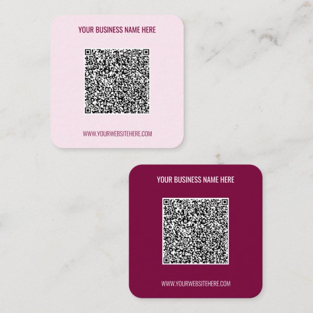 Carré Code QR et Carte de visite de texte personnalisé C (Devant / Derrière)