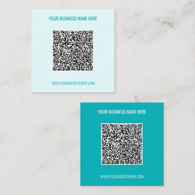 Carré Code QR et Carte de visite de texte personnalisé V (Devant / Derrière)