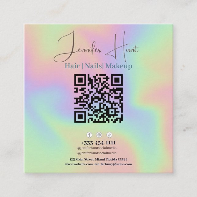 Carré Code QR moderne Carte de visite des médias sociaux (Devant)