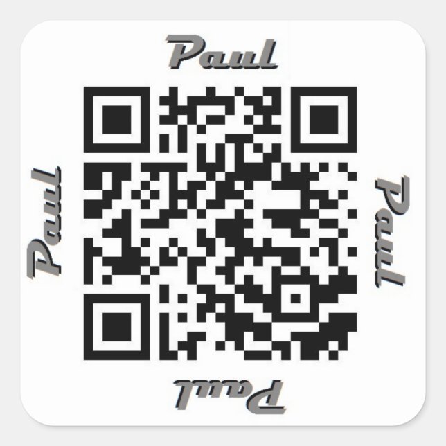 Carré Code QR Paul Sticker de NOM personnalisé (Devant)