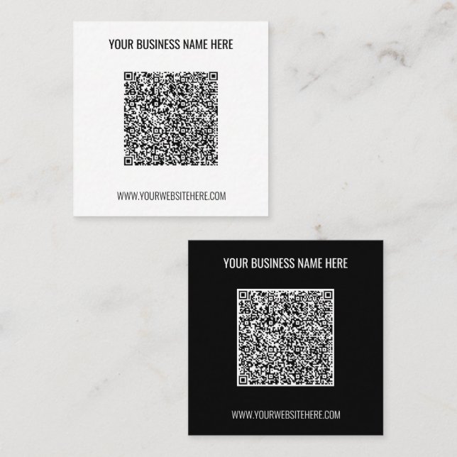 Carré Code QR personnalisé et carte de visite texte Vos  (Devant / Derrière)