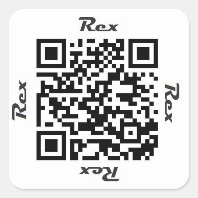 Carré Code Rex QR Sticker de NOM personnalisé (Devant)