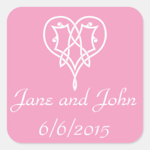 Carré Coeurs de tressage celtique en Sticker rose pétale