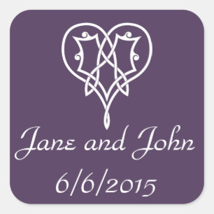 Carré Coeurs de tressage celtique en Sticker violet