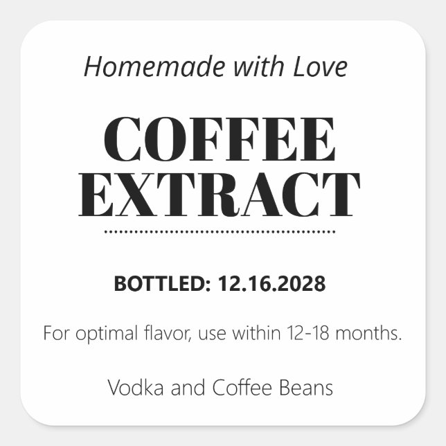 Carré Coffee Extract Modern Label Sticker ZEX_001f (Devant)