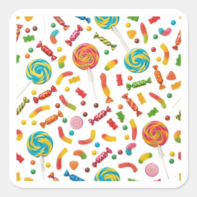Carré Colorful Candy Pattern Background Sticker (Devant)