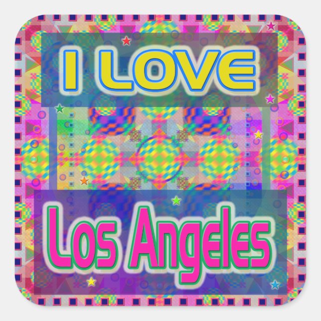 Carré Colour Fest : Sticker "I LOVE Los Angeles" (Devant)