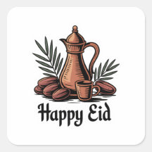 Conception de sticker Eid Dallah Café arabe vintag