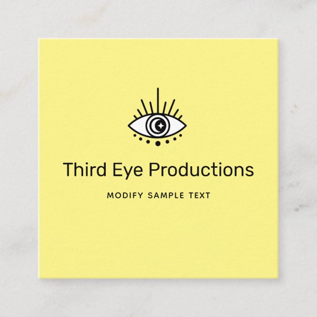Carré Cool unique 3e oeil Carte de visite jaune (Devant)