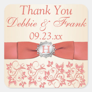 Carré Corail, Champagne Floral Mariage Favoriser Sticker