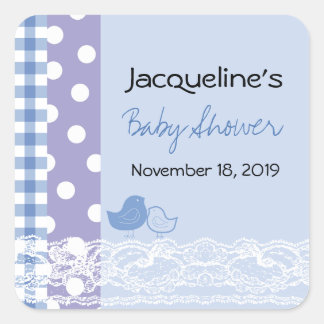 Carré Country Chic Birds Lace Boy Sticker Baby shower