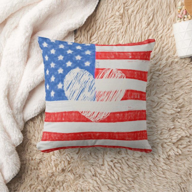 Carré Coussin Drapeau des États-Unis (Couverture)