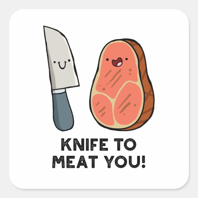 Carré Couteau Pour Vous Vider Steak Pun Sticker (Devant)
