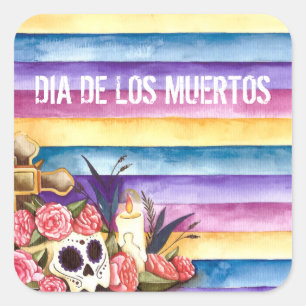 Carré Crâne floral Dia de los Muertos   Sticker