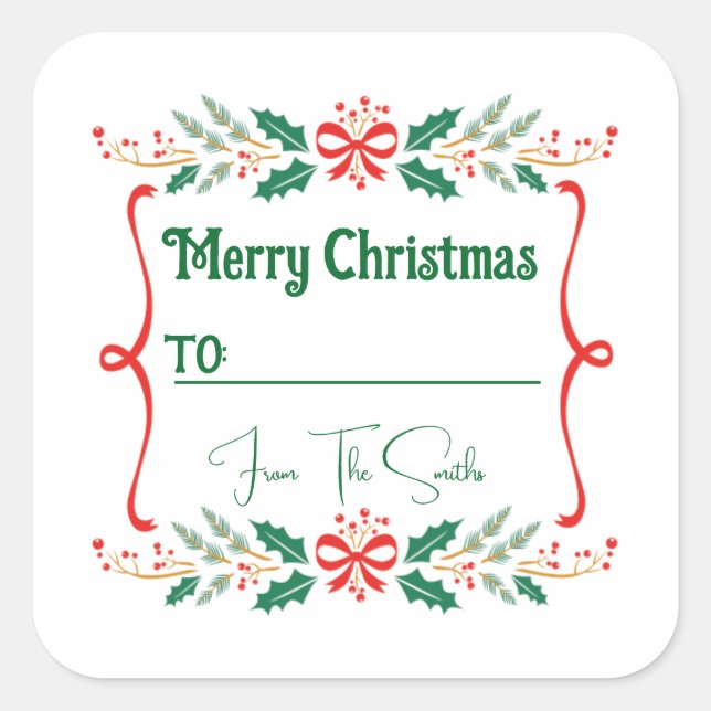 Carré Custom Christmas Label Sticker Tags (Devant)