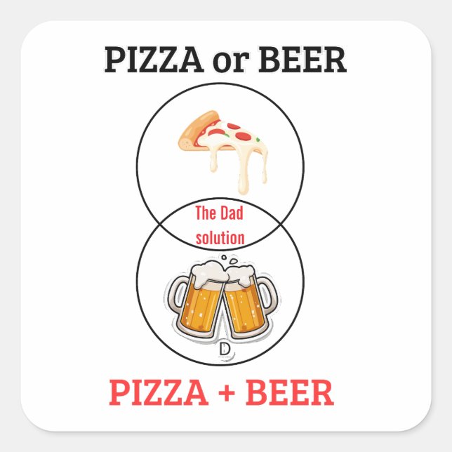 Carré Custom Name Pizza and Beer Funny Sticker (Devant)