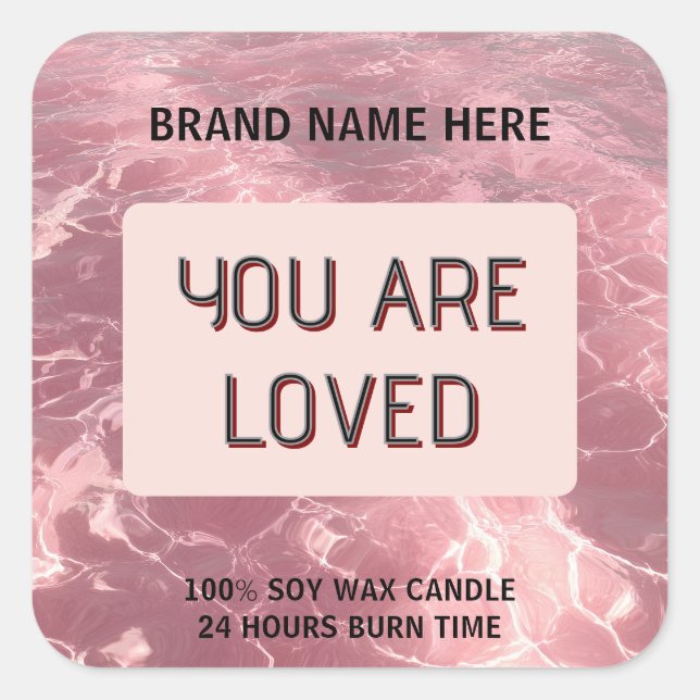 Carré Custom Valentine Candle Sticker 'You Are Loved' (Devant)