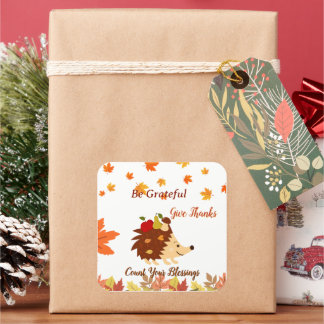 Carré Cute Autumn Hedgehog Fall Harvest Sticker