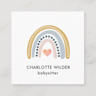 Carré Cute Boho Rainbow Babysitter Carte de visite
