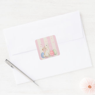 Carré Cute Bunny Pastel Easter Square Sticker