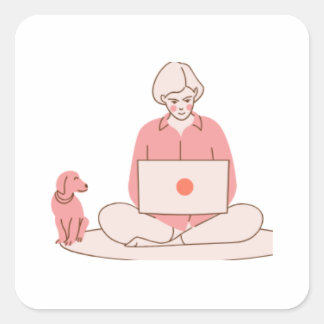 Carré Cute Cozy Aesthetic Girl Sticker