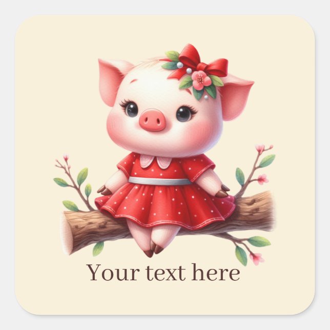 Carré Cute pig lovers customizable Square Sticker (Devant)