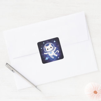 Carré Cute Space Cat Astronaut Sticker