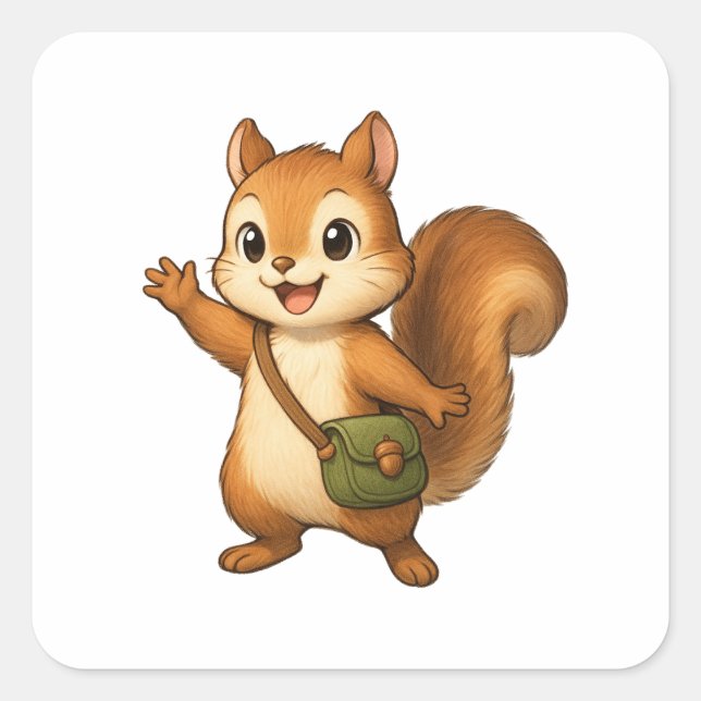 Carré Cute Squirrel Sticker – Okojo and Friends (Devant)