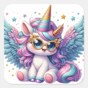 Carré Cute Unicorn avec Sticker Stars