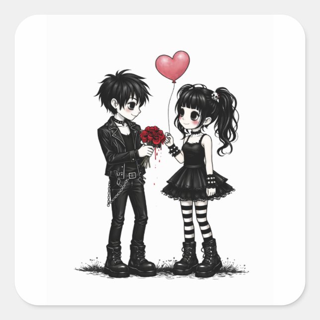 Carré Dark Romance Goth Valentine Sticker (Devant)